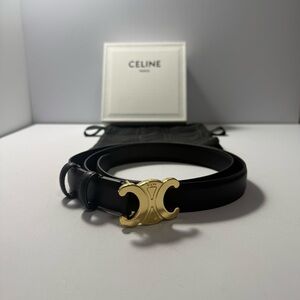 Celine Belt with Gold Logo Buckle